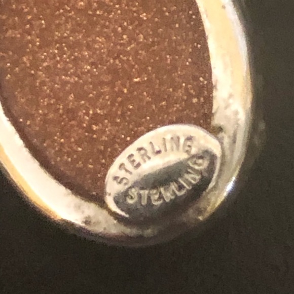 Sterling Silver Vine Brooch Pin with Orange Stone - Picture 5 of 5